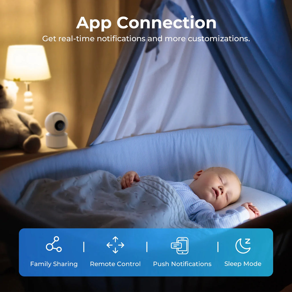 Smart Baby Monitor Camera — 360° Pan/Tilt, Night Vision & 2-Way Audio