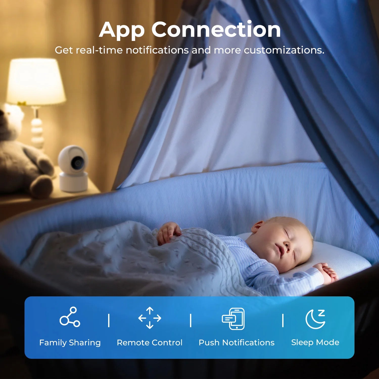 Smart Baby Monitor Camera — 360° Pan/Tilt, Night Vision & 2-Way Audio