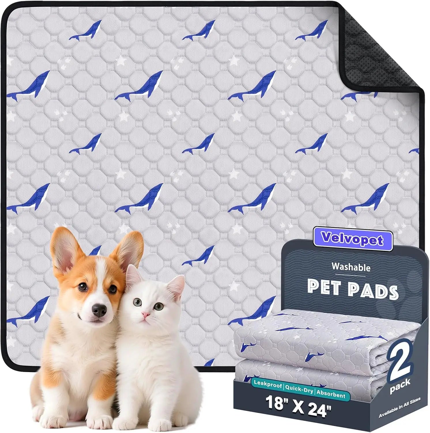 Washable Dog Pee Pads (2-Pack) — Super-Absorbent, Leakproof Training Pads