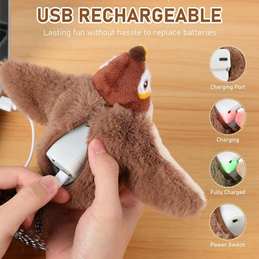 Interactive Catnip Bird Toy — USB Rechargeable Flapping Cat Toy