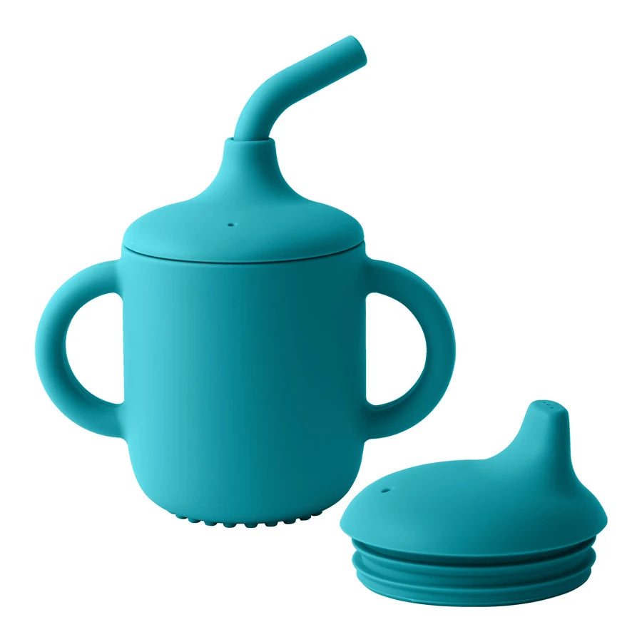 3-in-1 Baby Training Cup — Silicone Sippy, Straw & Snack Cup (BPA-Free)
