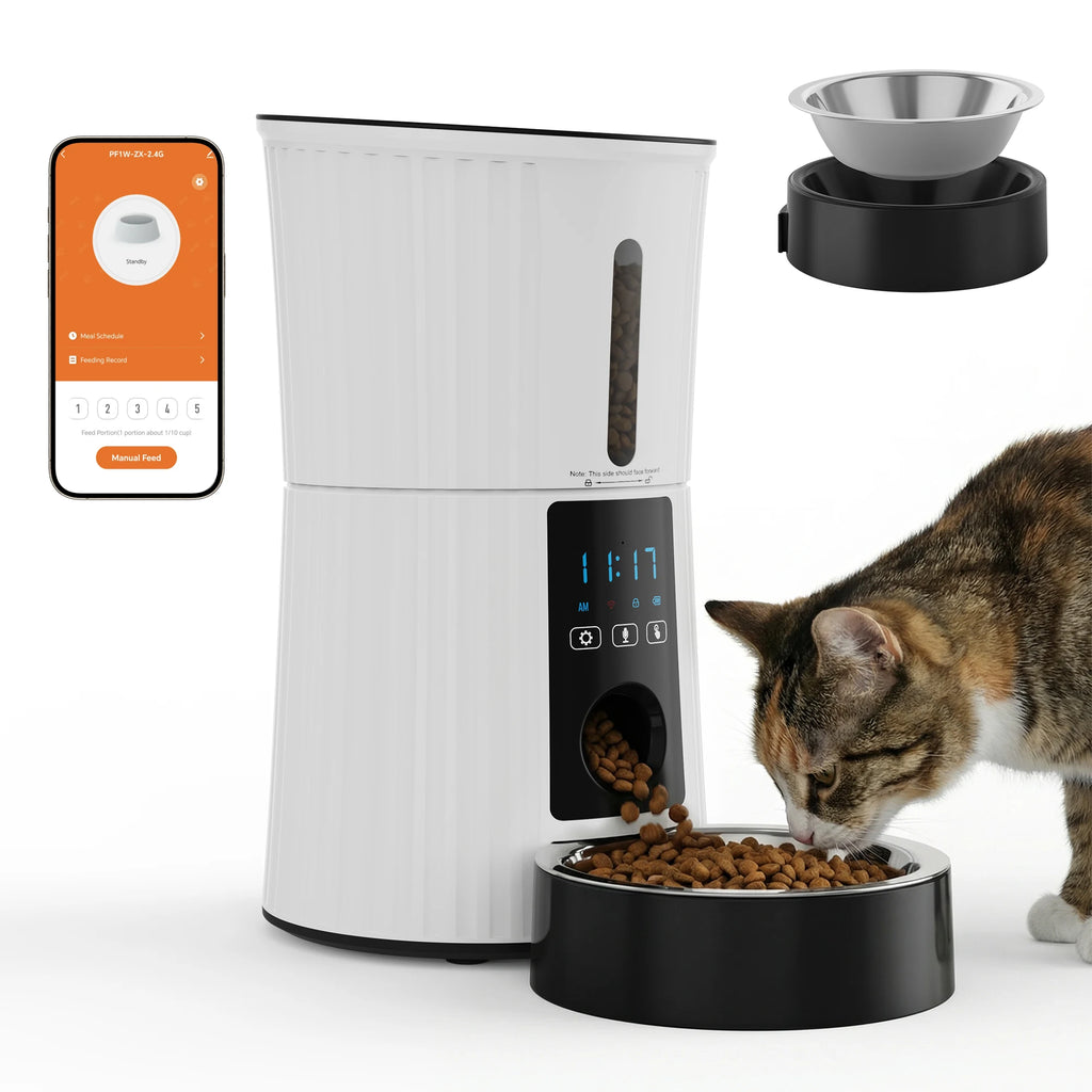 WiFi Automatic Cat Feeder — 4L Programmable Food Dispenser with App
