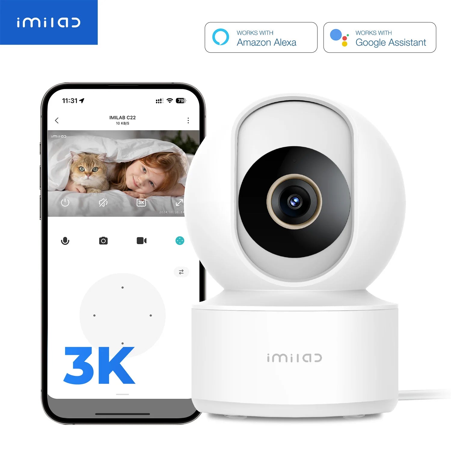 Smart Baby Monitor Camera — 360° Pan/Tilt, Night Vision & 2-Way Audio