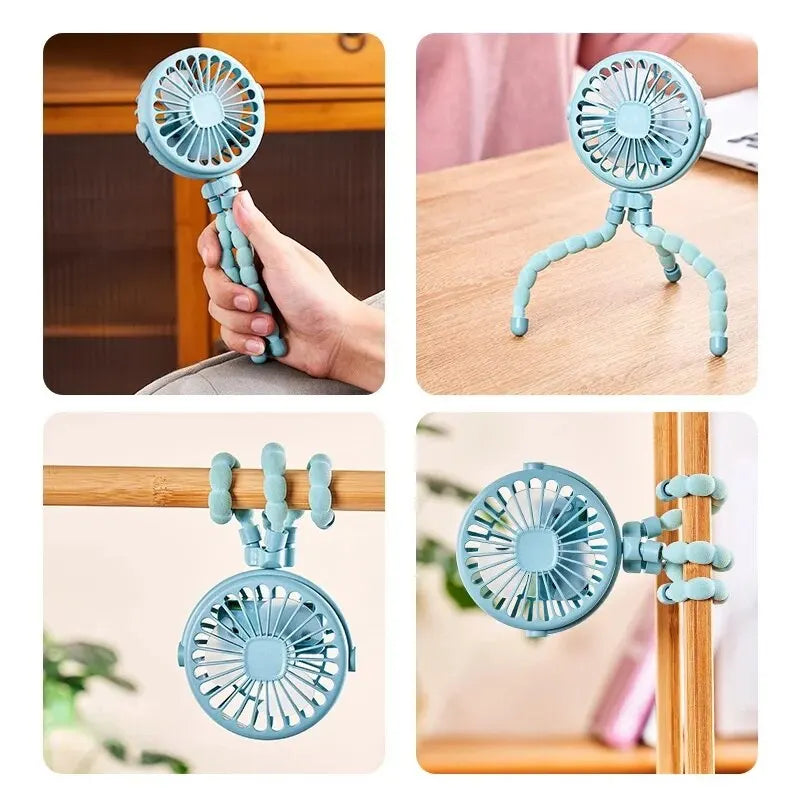Flexible Octopus Stroller Fan — Clip-On USB Fan for Strollers, Cribs & Car Seats