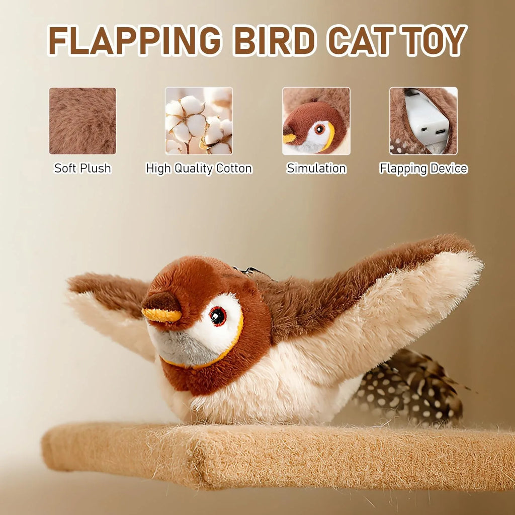 Interactive Catnip Bird Toy — USB Rechargeable Flapping Cat Toy