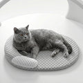 Ice Silk Cooling Pet Bed — Breathable Summer Nest with Bolster Pillow