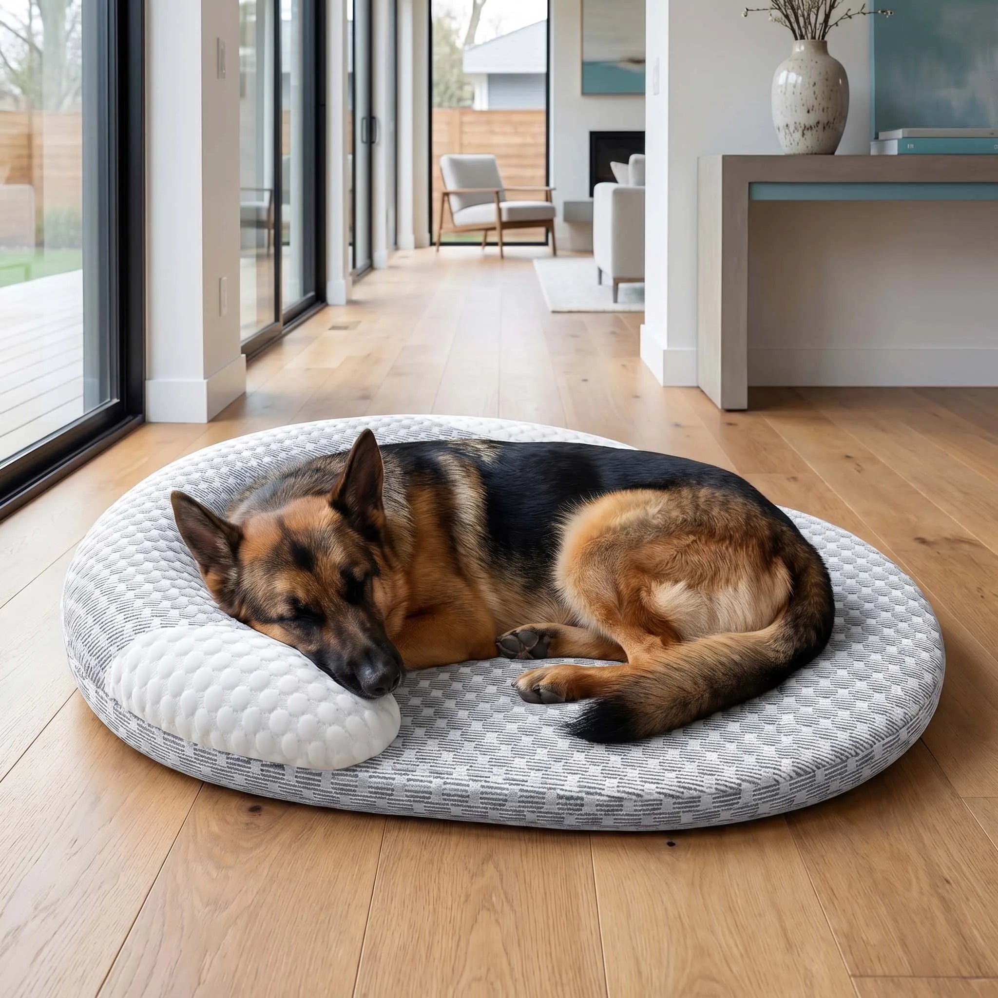 Ice Silk Cooling Pet Bed — Breathable Summer Nest with Bolster Pillow