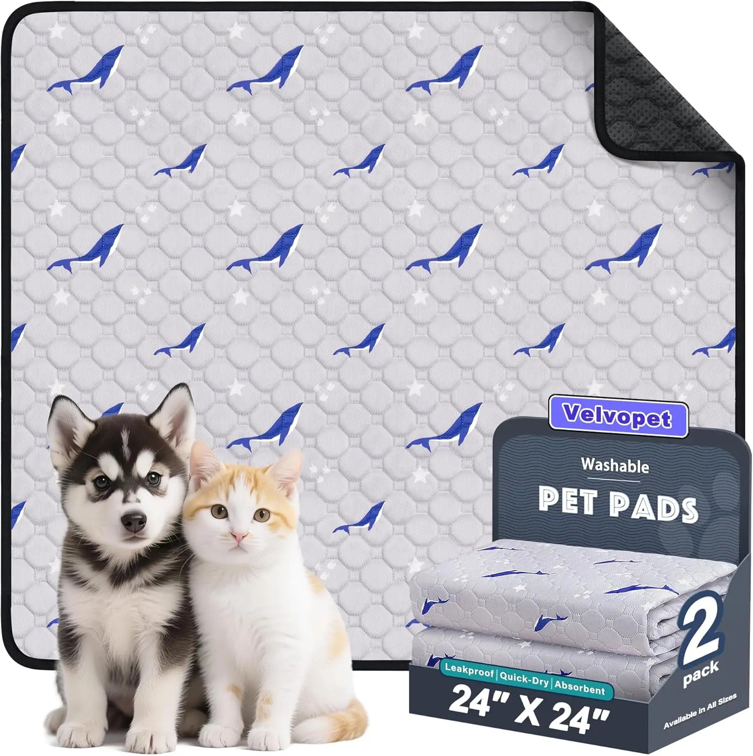 Washable Dog Pee Pads (2-Pack) — Super-Absorbent, Leakproof Training Pads