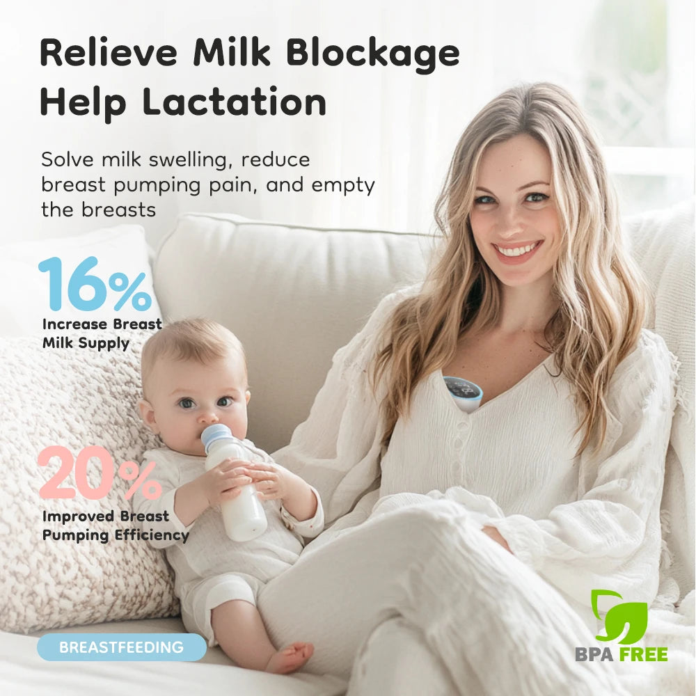 Wearable Electric Breast Pump — Hands-Free, Quiet (4 Modes, 12 Levels)